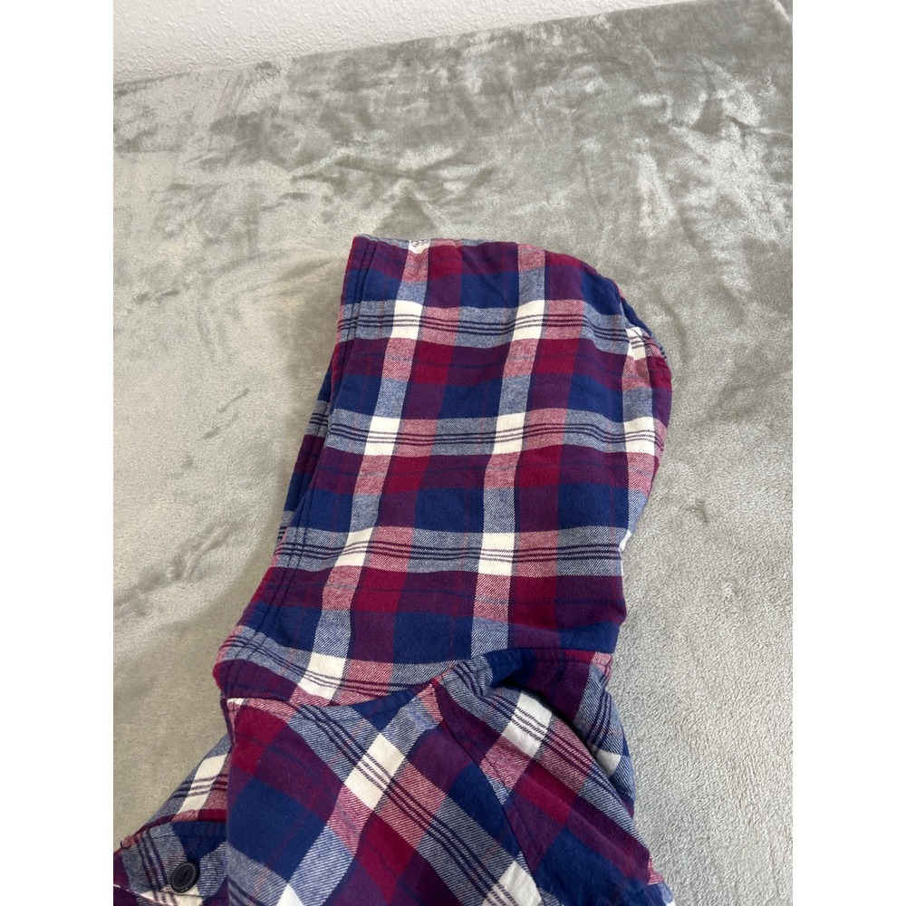 Boston Traders Mens Sherpa Lined Plaid Flannel Hooded Shirt Jacket Red Blue L - Picture 8 of 14